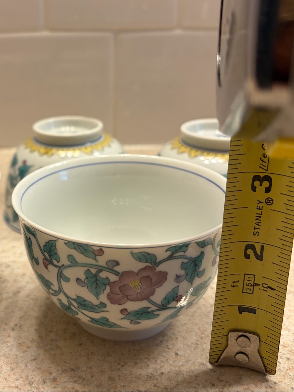 Vintage Arita Floral Porcelain Tea Cup and Saucer Set - Green and Pink - Picture 10 of 12